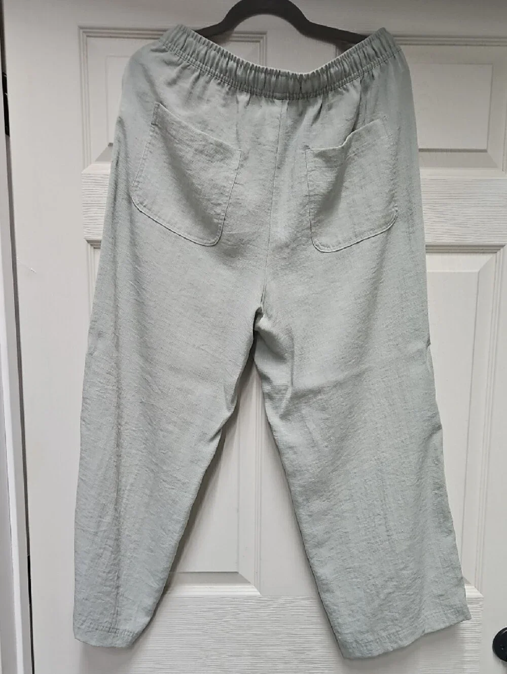 Zara Light Sage Elastic-Waist Linen-Blend Pants